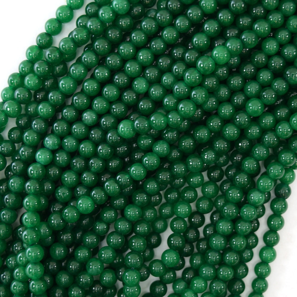 Emerald Green Colored Jade Round Beads Gemstone 15" Strand 4mm 6mm 8mm 10mm 12mm