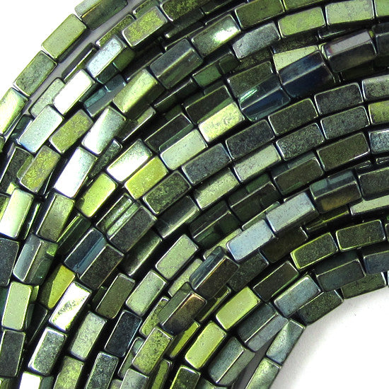 4mm hematite side tube beads 16