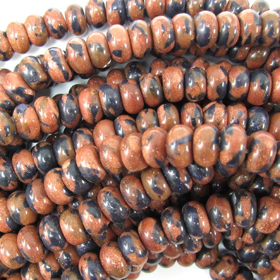 5x8mm snowflake blue goldstone rondelle beads 14.5