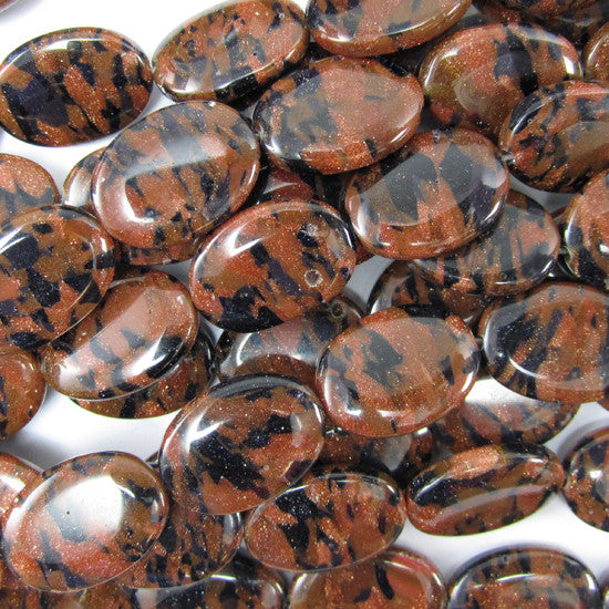 13x18mm snowflake blue goldstone flat oval beads 15.5