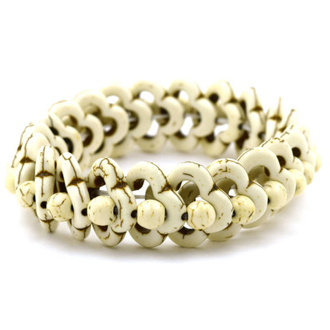 Grey glass seed bead crochet bracelet 7"