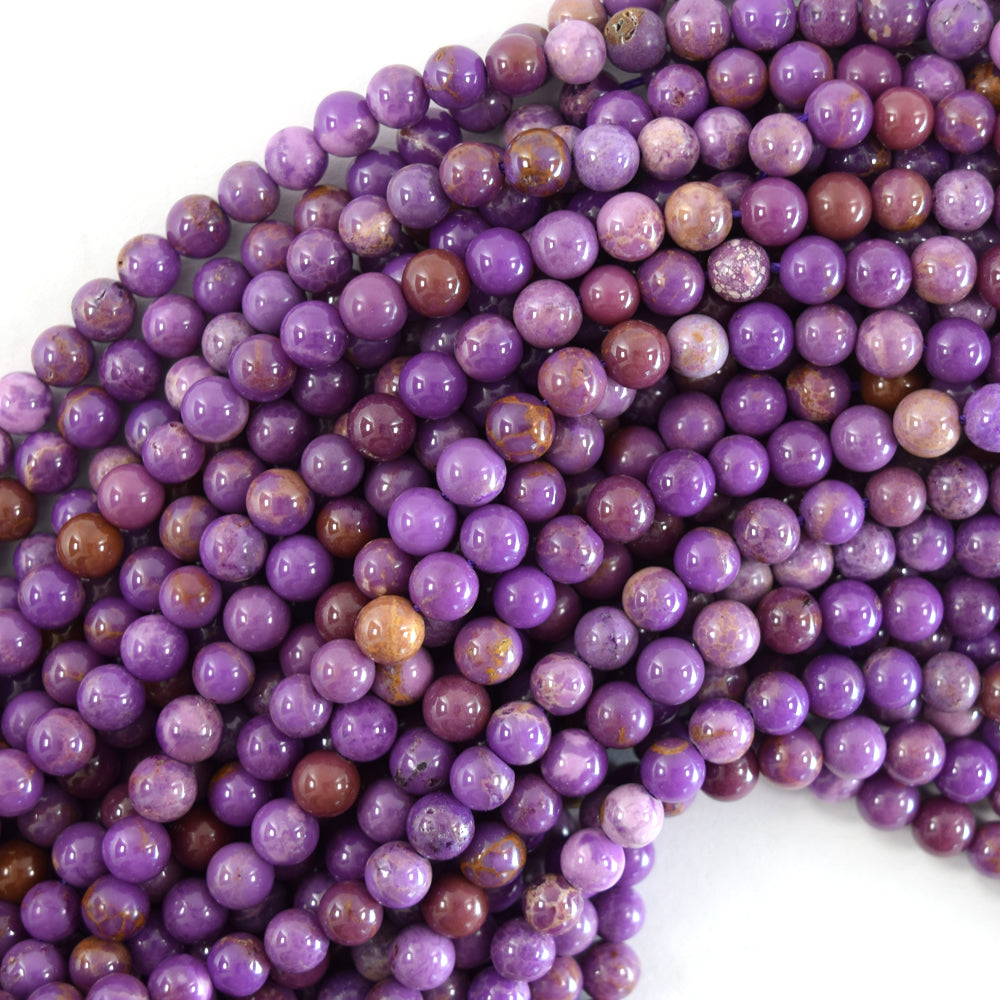 Natural Purple Phosphosiderite Round Beads Gemstone 15