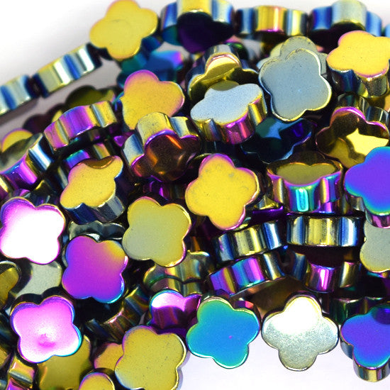 8mm hematite carved flower beads 15.5