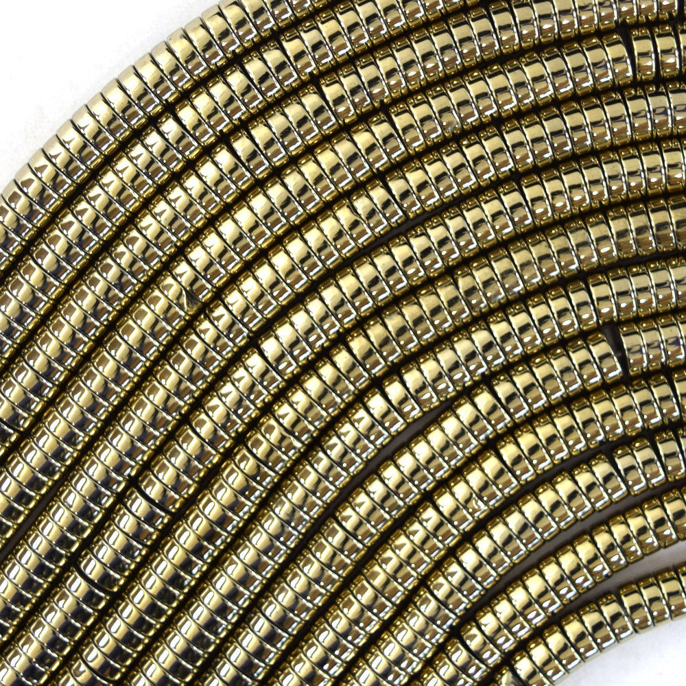 Pyrite Colored Hematite Heishi Disc Beads Gemstone 15.5" Strand 3mm 4mm 6mm 8mm