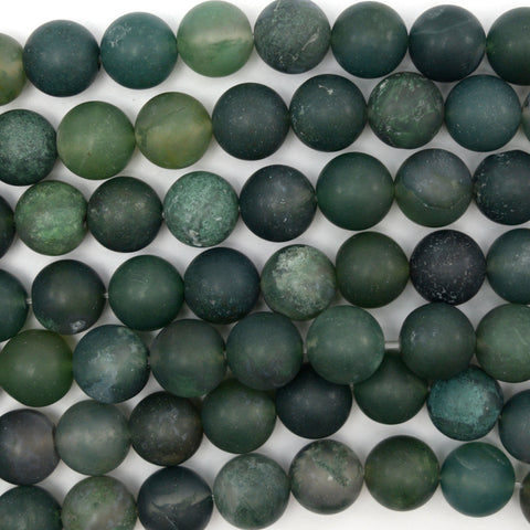 Dark Green fire Agate Round Bead Gemstone 15" Strand 6mm 8mm 10mm