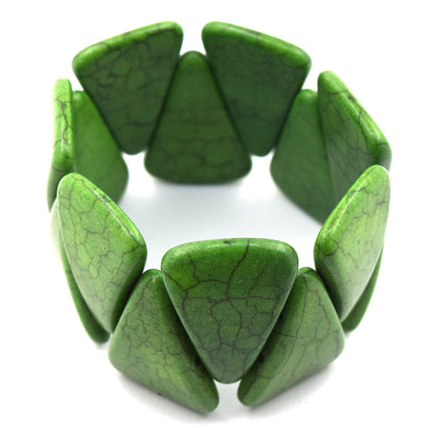 White green millefiori lampwork glass stretch bracelet
