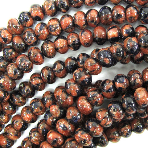 10mm faceted goldstone rondelle beads 15" strand