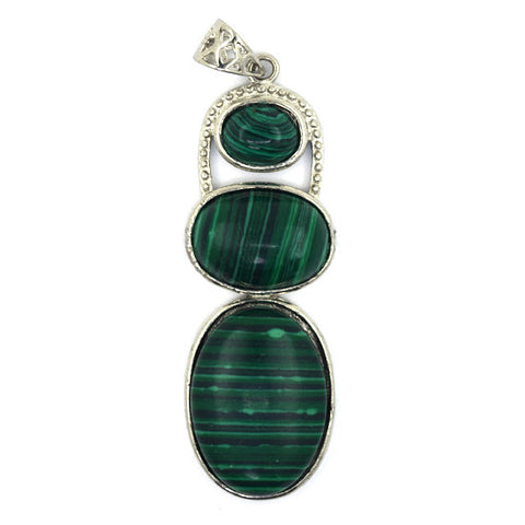50mm green synthetic malachite silver plated oval coin teardrop pendant bead