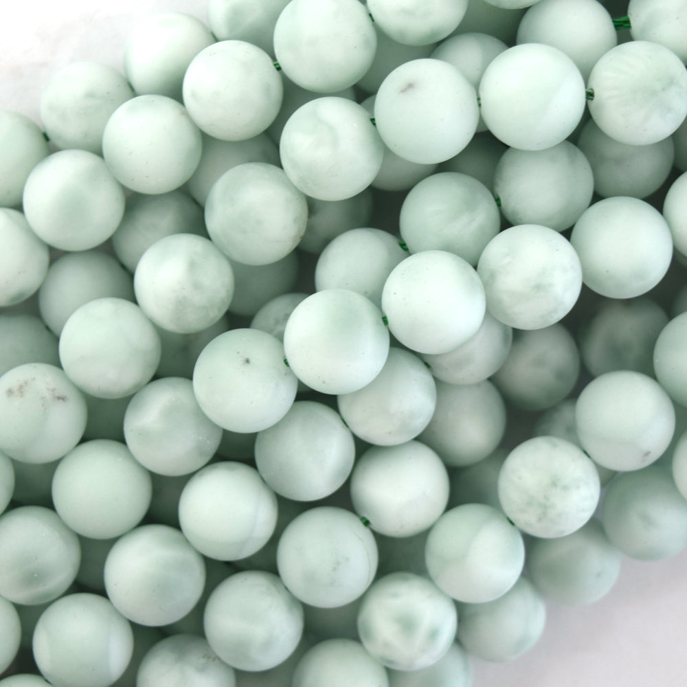 Natural Matte Green Angelite Round Beads 15.5" Strand 6mm 8mm 10mm