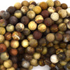6mm matte petrified wood agate round beads 15