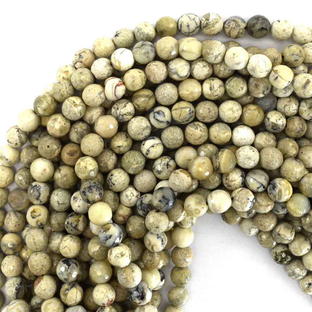 8mm faceted african opal round beads 15.5