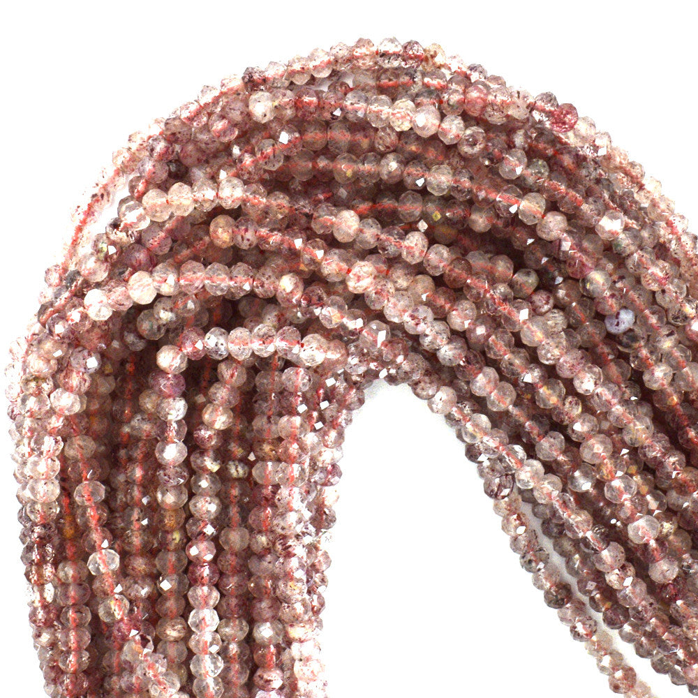 4mm faceted strawberry quartz rondelle beads 16