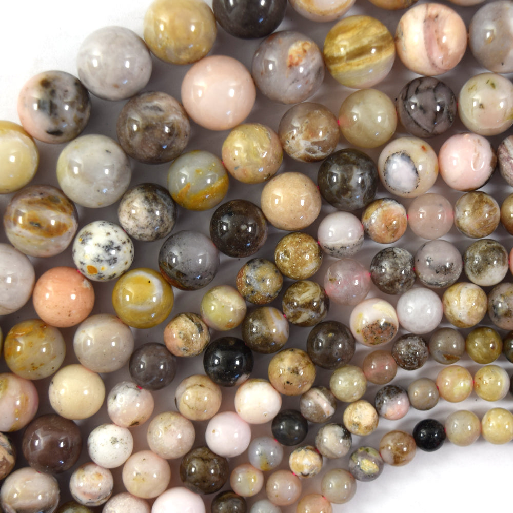 Natural Peruvian Multicolor Pink Opal Round Beads 15" 6mm 8mm 10mm 12mm S2