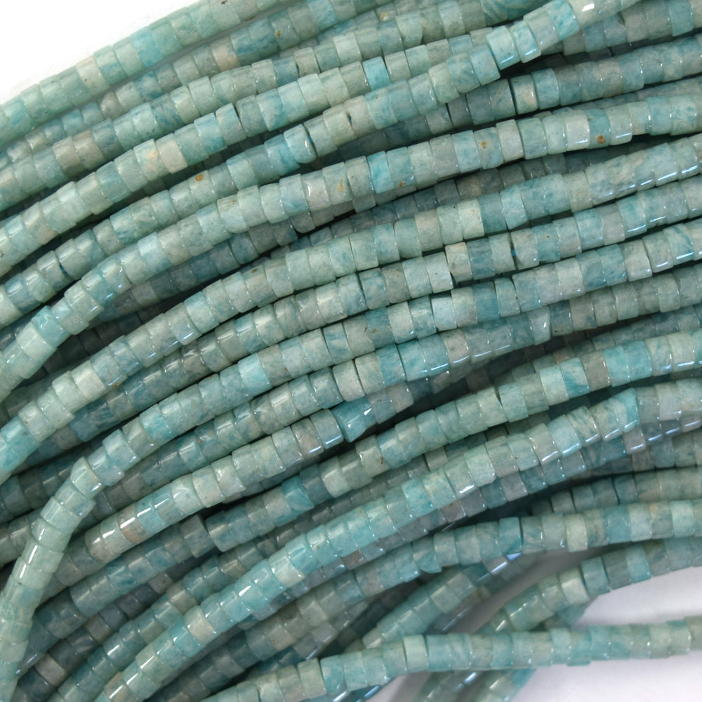 4mm natural African green amazonite heishi disc beads 15.5