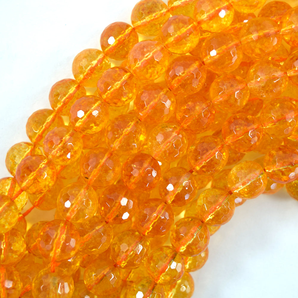 Faceted Yellow Citrine Round Beads Gemstone 15'' Strand 4mm 6mm 8mm 10mm 12mm S1