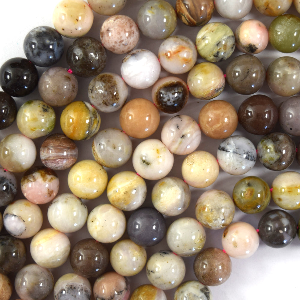 Natural Peruvian Multicolor Pink Opal Round Beads 15" 6mm 8mm 10mm 12mm S2