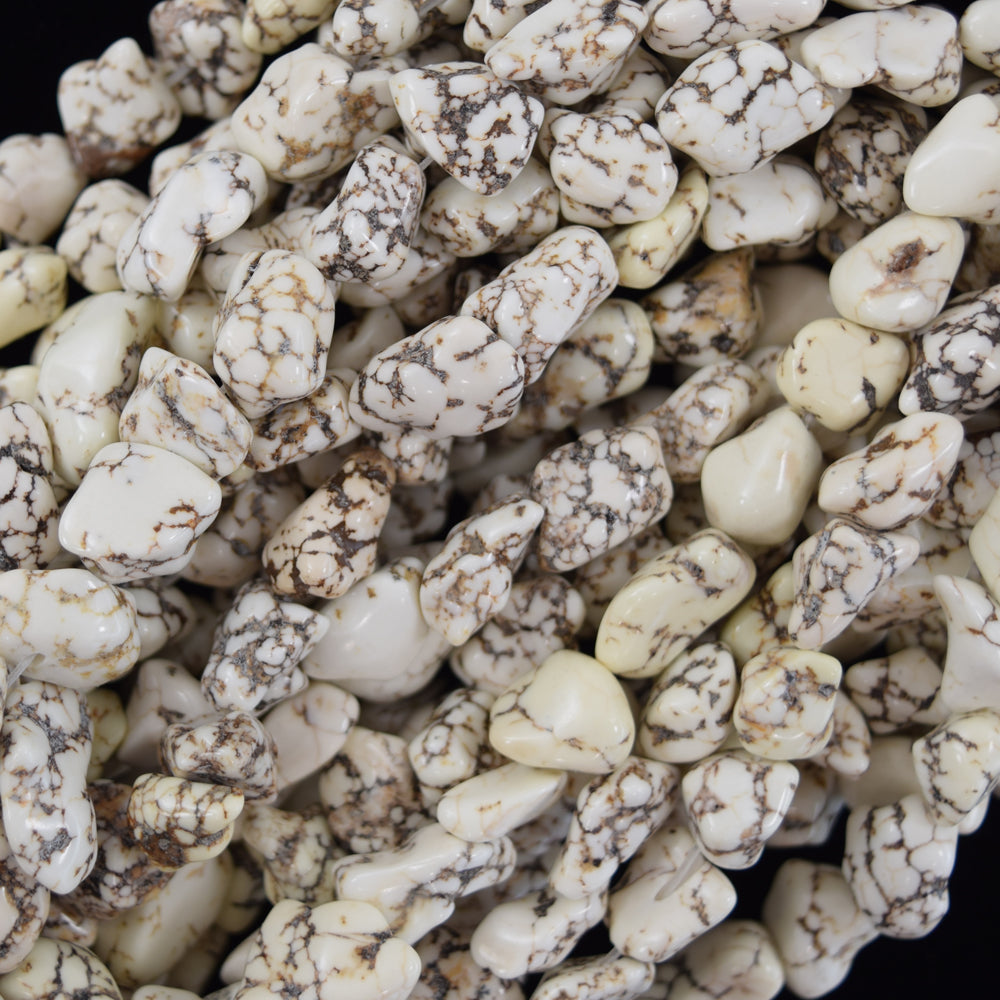 10mm - 12mm white turquoise pebble nugget beads 15.5