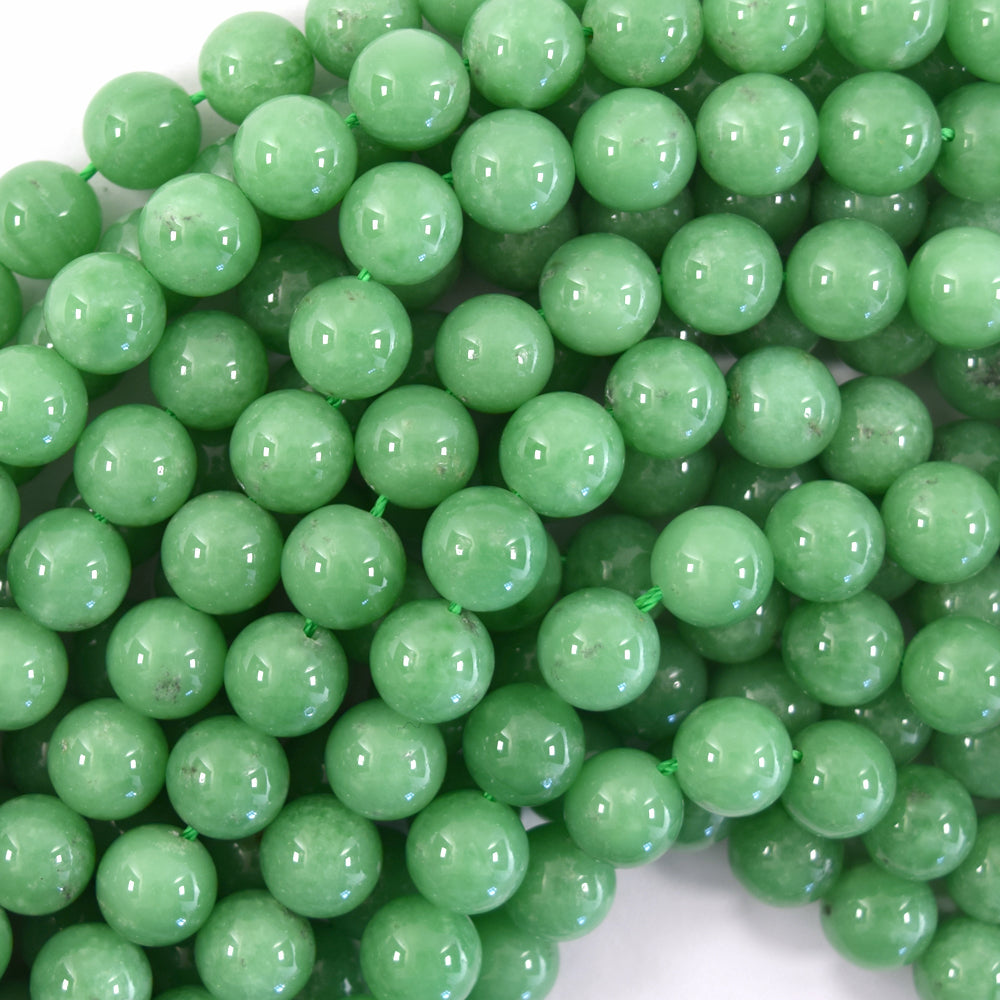 Natural Dark Green Angelite Round Beads Gemstone 15.5" Strand 6mm 8mm 10mm 12mm - Eagle Beadz