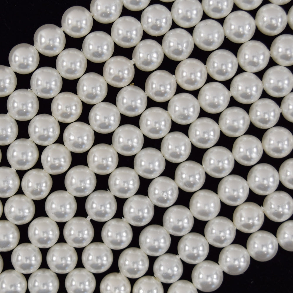 White Shell Pearl Round Beads 15.5" Strand 3mm 4mm 6mm 8mm 10mm 12mm 14mm