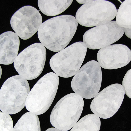 22-28mm matte crack crystal freeform nugget beads 15.5