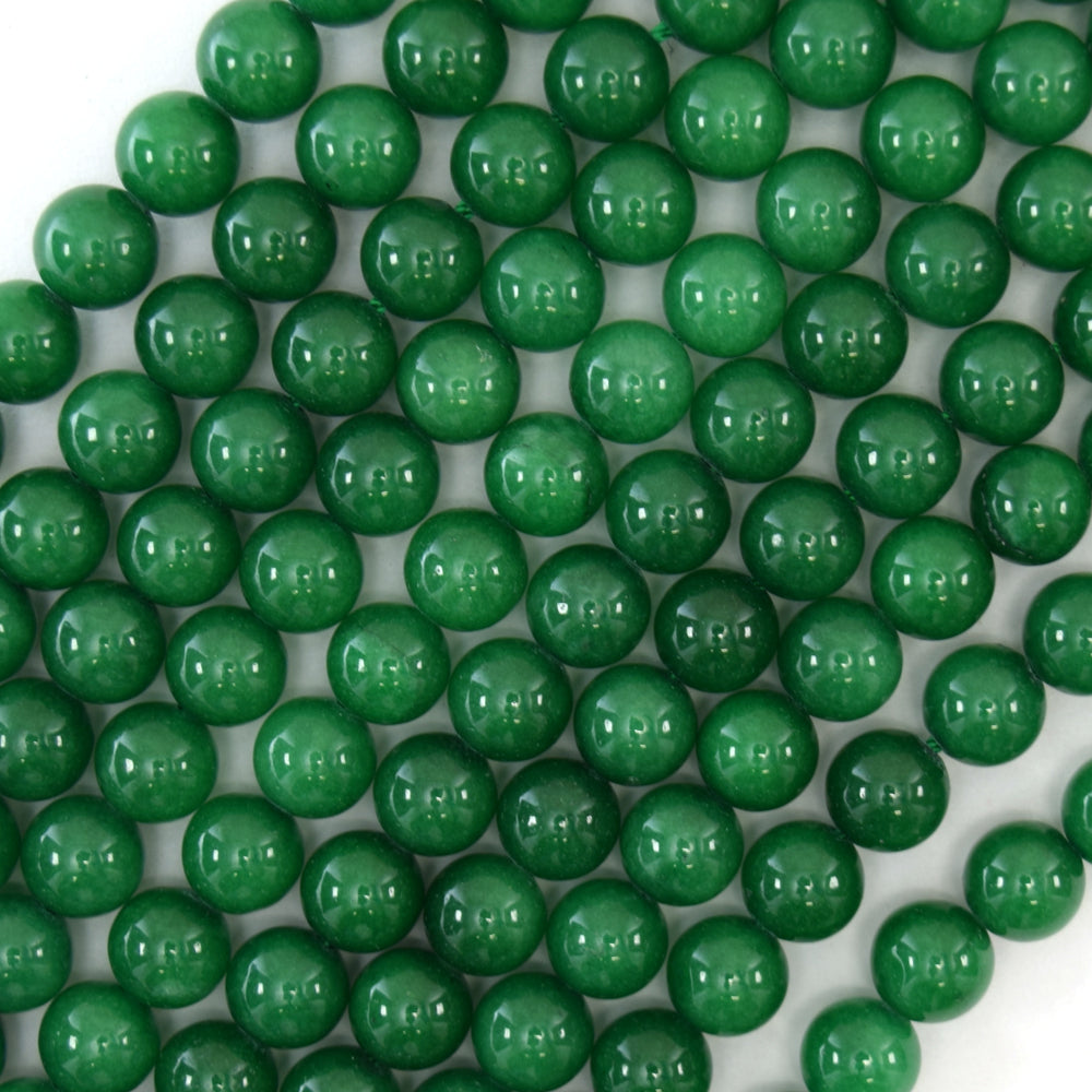 Emerald Green Colored Jade Round Beads Gemstone 15" Strand 4mm 6mm 8mm 10mm 12mm