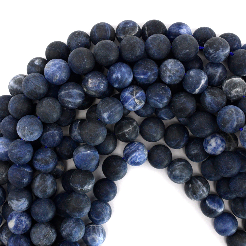 Natural Matte Blue Sodalite Round Beads Gemstone 15.5" Strand 4mm 6mm 8mm 10mm