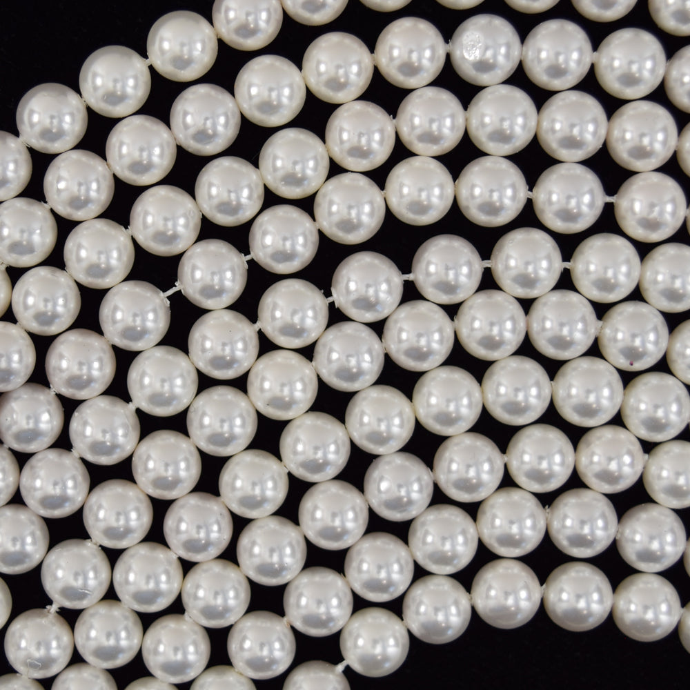 White Shell Pearl Round Beads 15.5" Strand 3mm 4mm 6mm 8mm 10mm 12mm 14mm