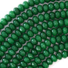 Faceted Emerald Green Jade Rondelle Button Beads 15