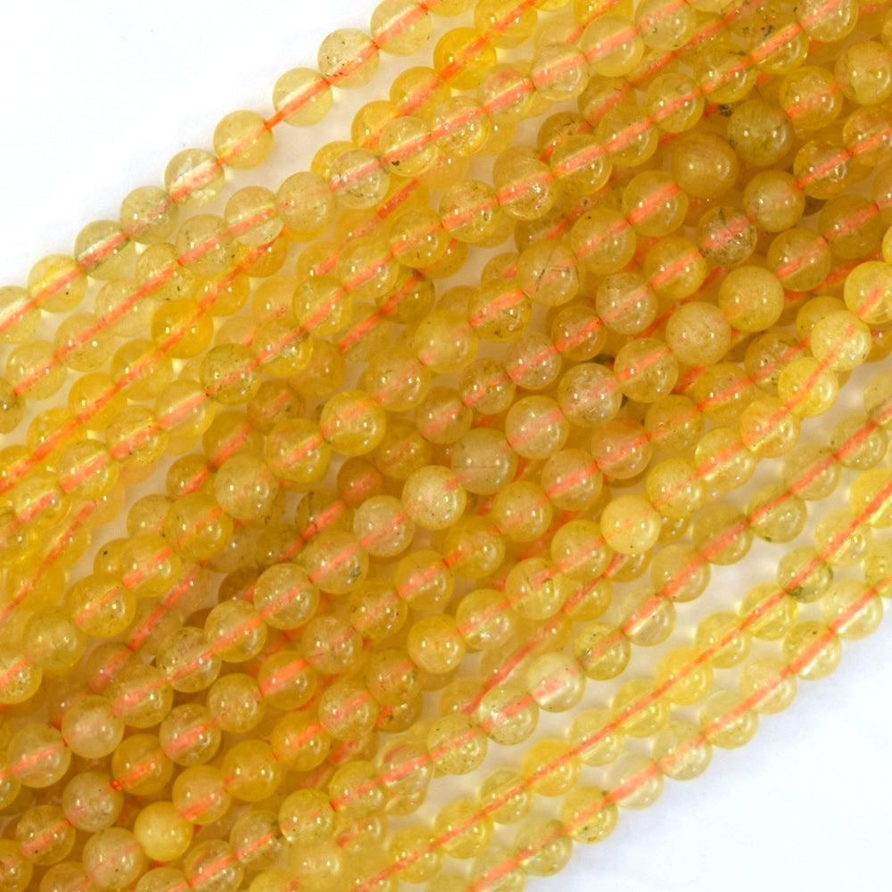Natural Yellow Citrine Round Beads Gemstone 15