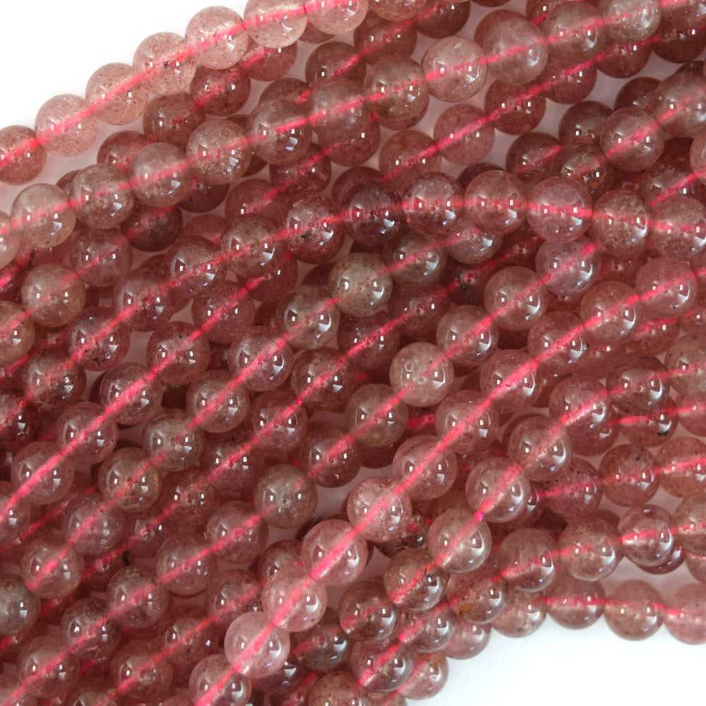 Natural Strawberry Quartz Round Beads Gemstone 15