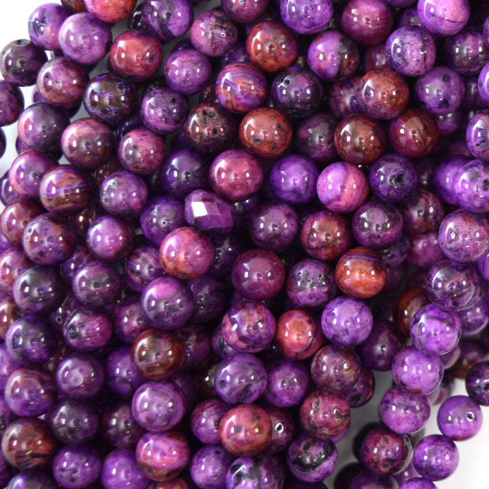 Purple Crazy Lace Agate Round Beads Gemstone 15.5