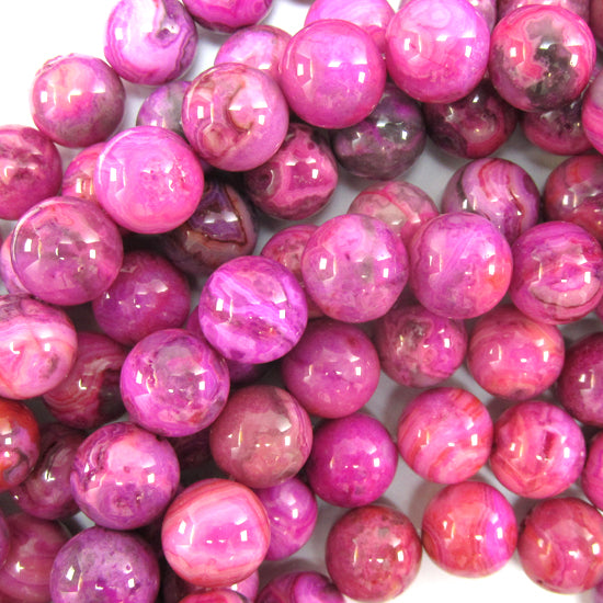 Magenta Crazy Lace Agate Round Beads Gemstone 15.5" Strand 6mm 8mm 10mm