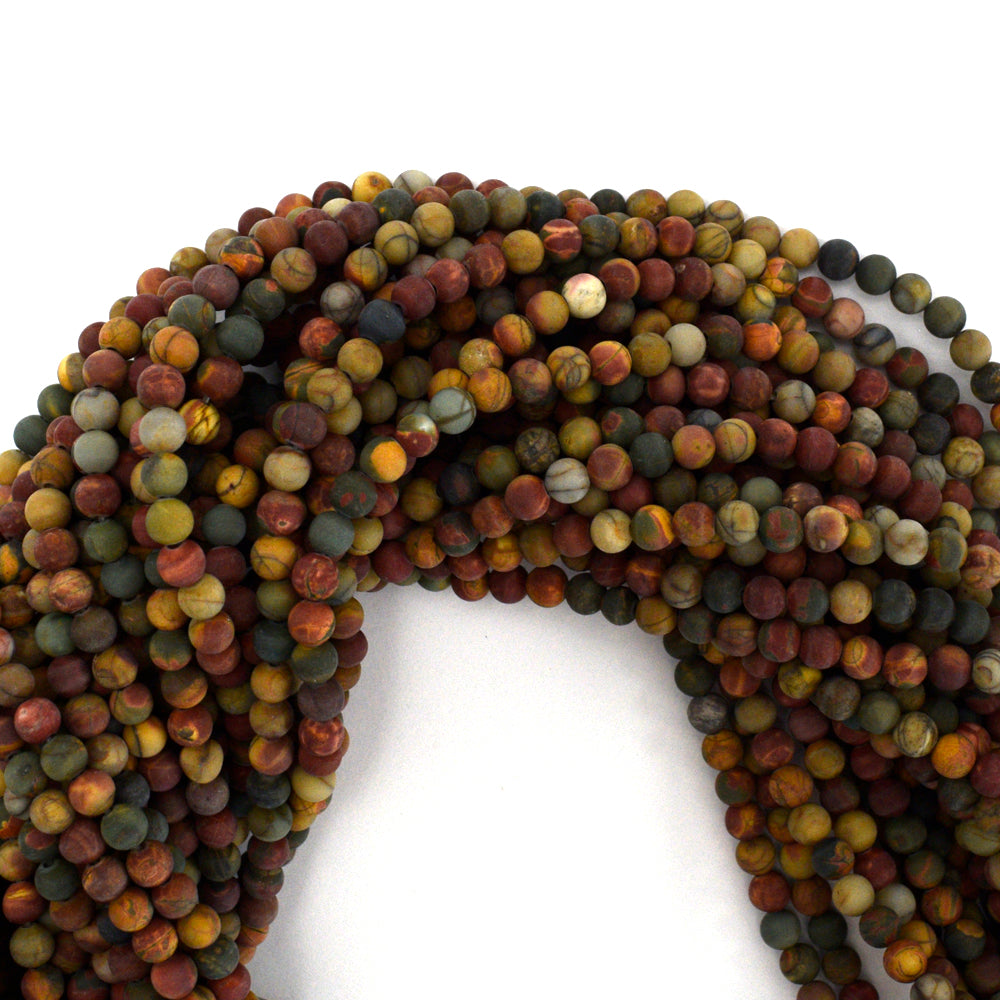 Natural Matte Multicolor Picasso Jasper Round Beads 15" Strand 6mm 8mm 10mm