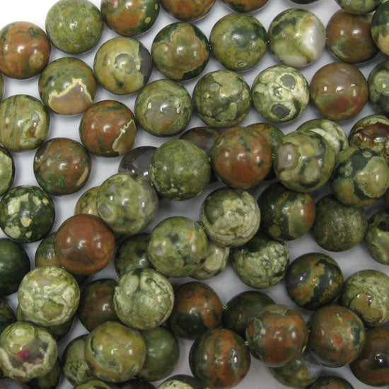 Natural Rainforest Green Rhyolite Jasper Round Beads 15" 6mm 8mm 10mm 12mm