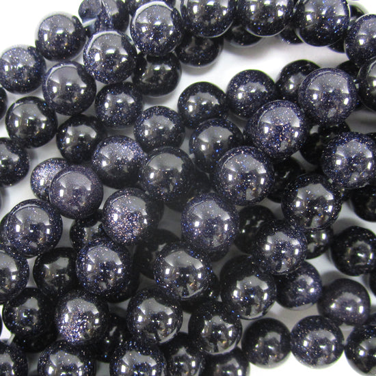Blue Goldstone Round Beads Gemstone 14.5" Strand 4mm 6mm 8mm 10mm 12mm