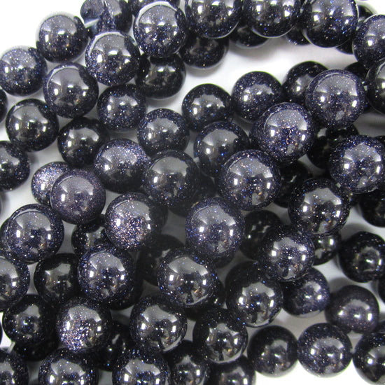 Blue Goldstone Round Beads Gemstone 14.5" Strand Sandstone 4mm 6mm 8mm 10mm