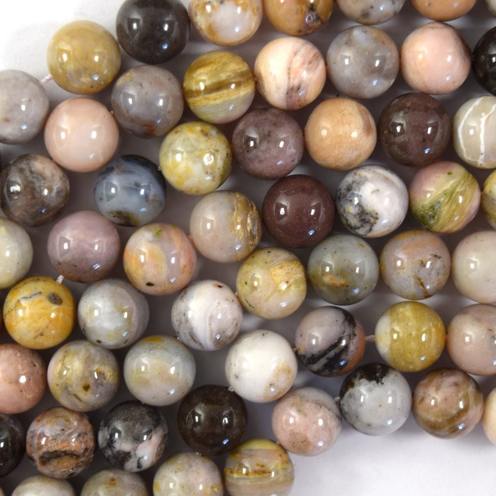 Natural Peruvian Multicolor Pink Opal Round Beads 15" 6mm 8mm 10mm 12mm S2