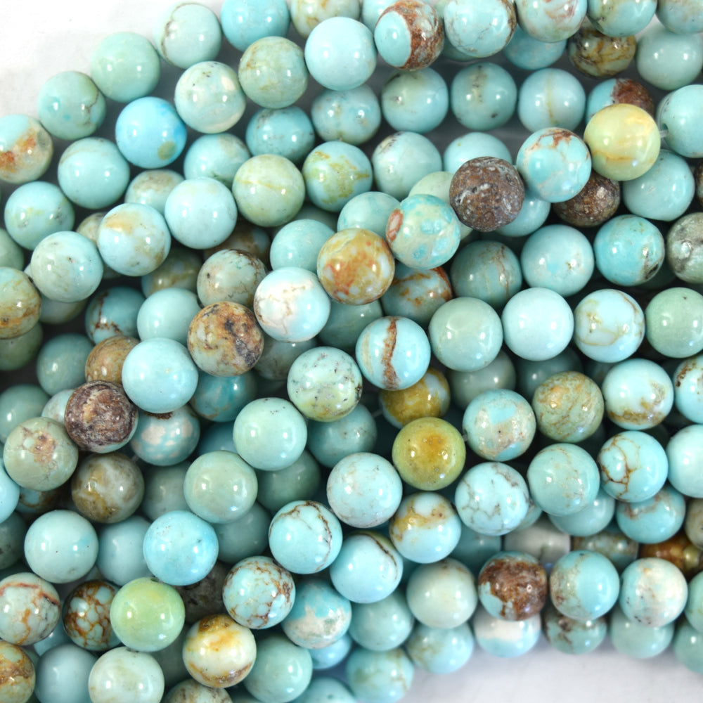 Brown Matrix Cream Blue Turquoise Round Beads 15" Strand 4mm 6mm 8mm 10mm 12mm
