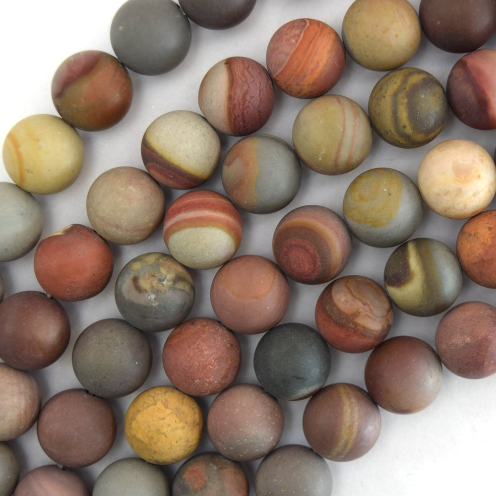 Matte Landscape Polychrome Picture Jasper Round Beads 15.5" Strand 6mm 8mm 10mm 12mm