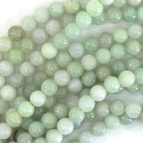 8mm faceted Canada green jade round beads 15.5" strand