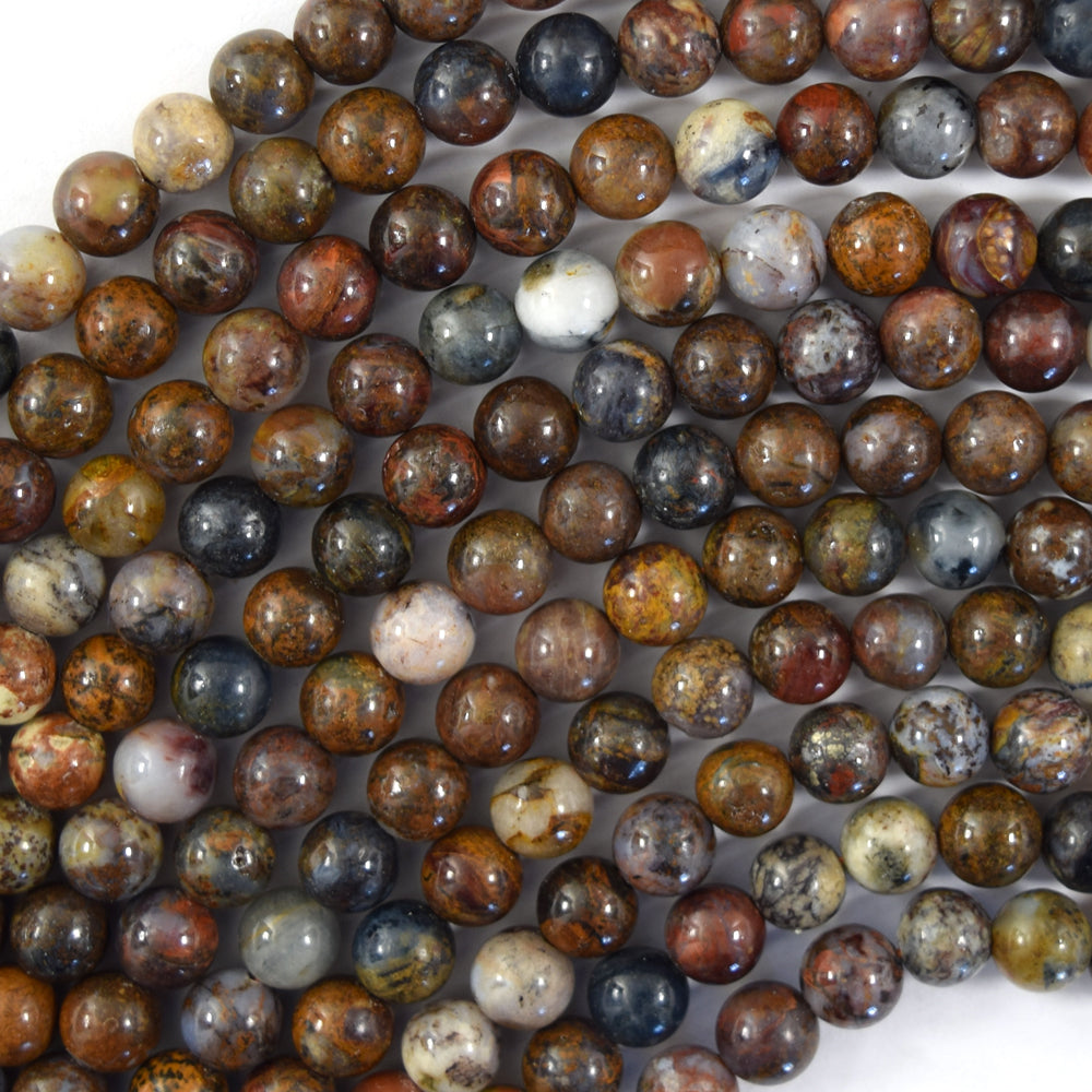Natural Brown Pietersite Round Beads Gemstone 15.5