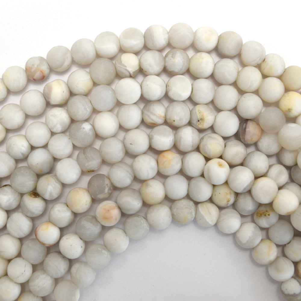 Natural Matte Cream Crazy Lace Agate Round Beads 15"Strand 4mm 6mm 8mm 10mm