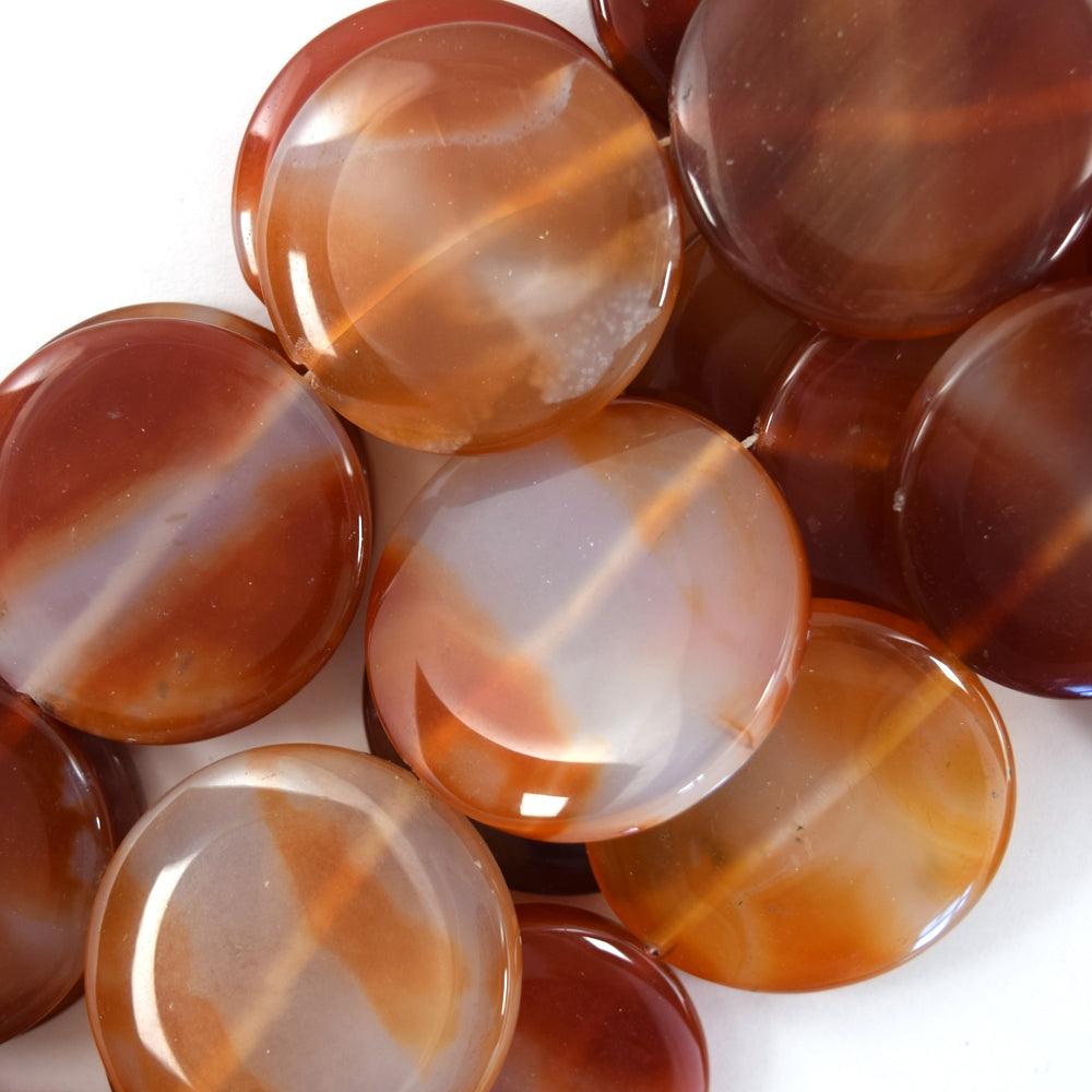 34mm red carnelian coin beads 14