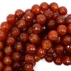 AA Faceted Red Carnelian Round Beads Gemstone 14