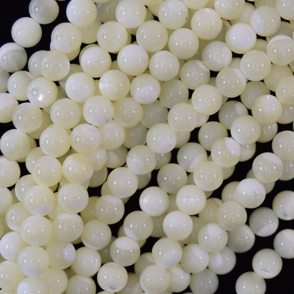 White Mother Of Pearl MOP Round Beads 15.5" Strand 3mm 4mm 6mm 8mm 10mm