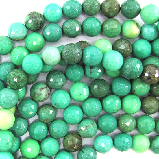 Natural Faceted Green Chrysoprase Round Beads Gemstone 15.5" Strand 4mm 6mm 8mm