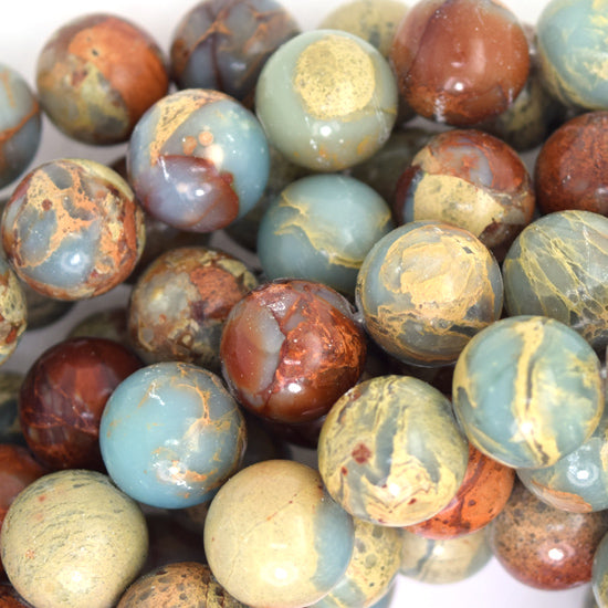 Natural Brown Blue Snake Skin Jasper Round Beads 15" Strand 4mm 6mm 8mm 10mm