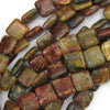 12mm multicolor picasso jasper flat square beads 15