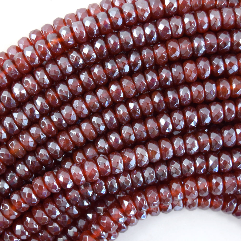 5x8mm Mystic Titanium Faceted Gemstone Rondelle Button Beads 15" Strand