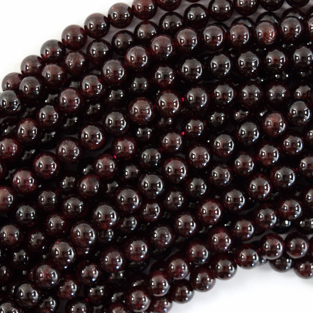 AA Natural Red Garnet Round Beads Gemstone 15" Strand 4mm 6mm 8mm 10mm